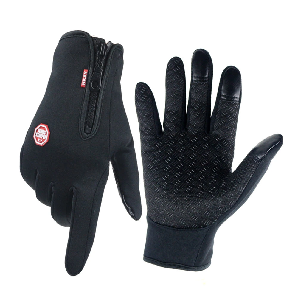 Full Finger Gloves for Running Hiking Climbing Skiing Outdoor Sports Winter Gloves Finger Touch Gloves with Zipper