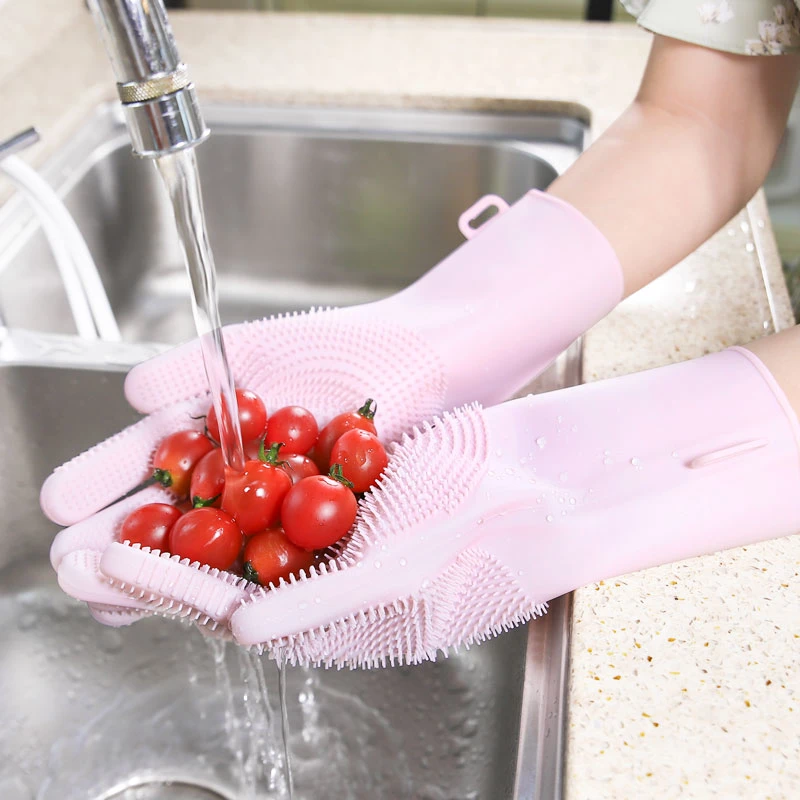 Silicone Gloves Scrubbed, Dish Scrubbing Glove, Magic Silicone Cleaning Gloves
