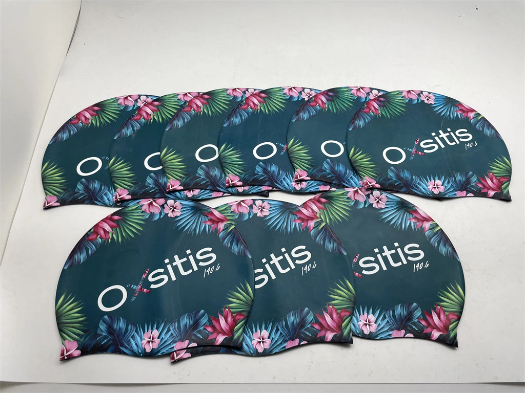 Oxsitis Silicone Swim Cap with Full Printing for Women