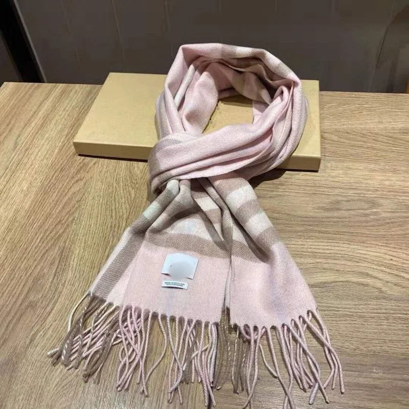 Fashion Luxury Brand Letter Stripe Cashmere Scarf Winter Thickening Warm Tassel Shawl Famous Designer Scarf