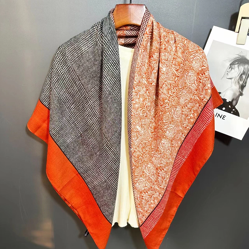 New Arrival Custom Designer Luxury Cotton Linen Scarf 110*110cm