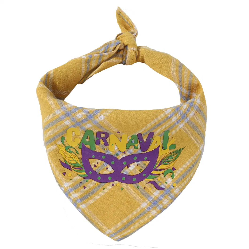 Mardi Gras Printed Bandanas for Pet Dog Cotton Triangle Handkerchi for Dog Pets