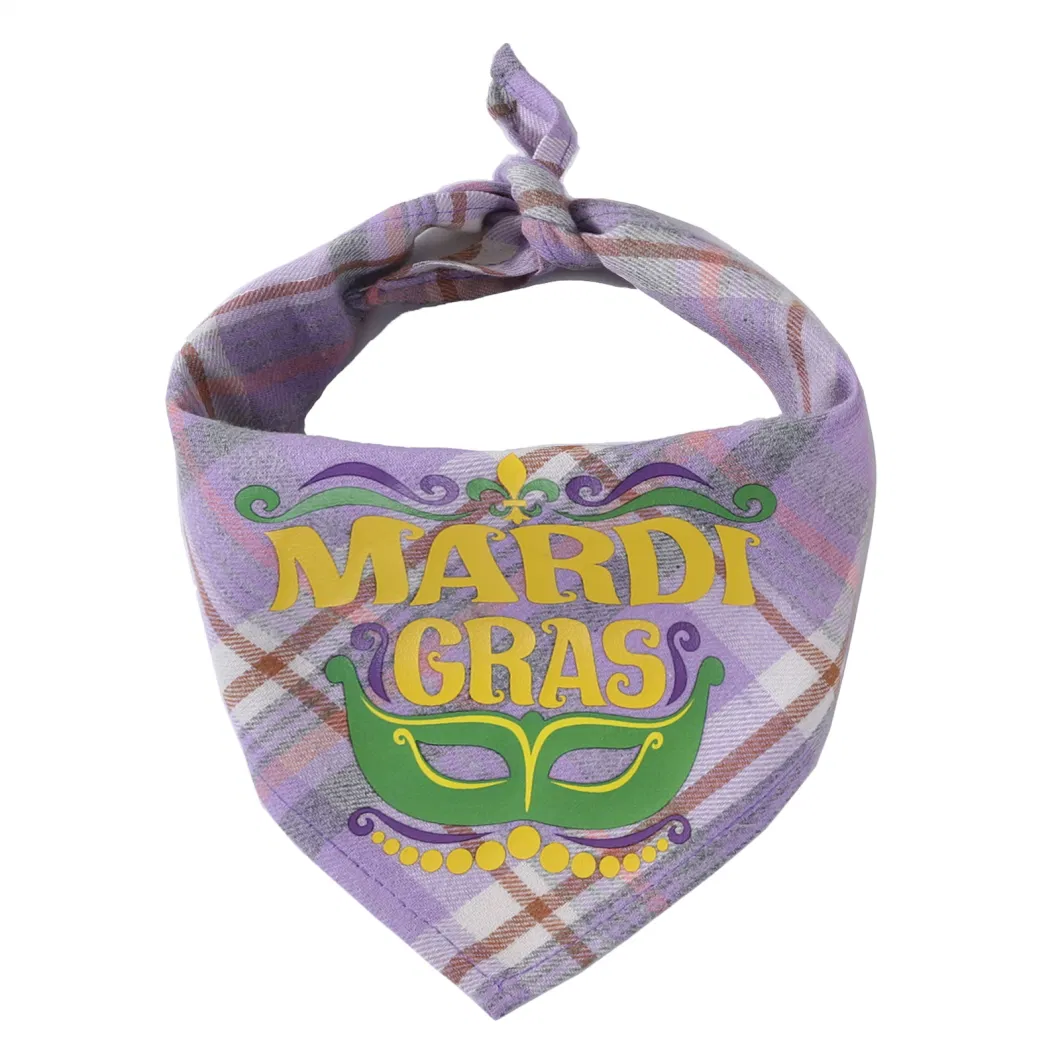 Mardi Gras Printed Bandanas for Pet Dog Cotton Triangle Handkerchi for Dog Pets