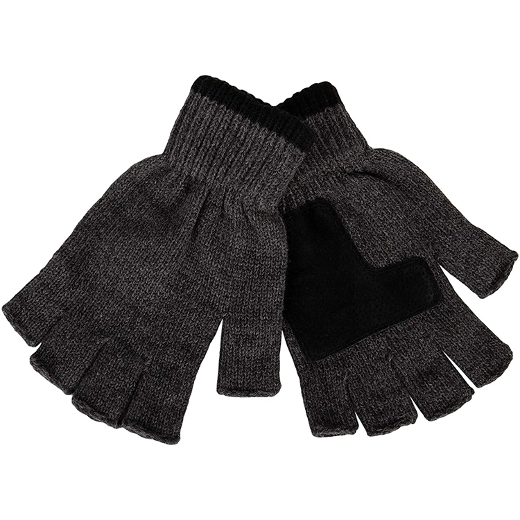 Adult Half Finger Elastic Twist Knitted Cozy Fingerless Wool Winter Warm Gloves