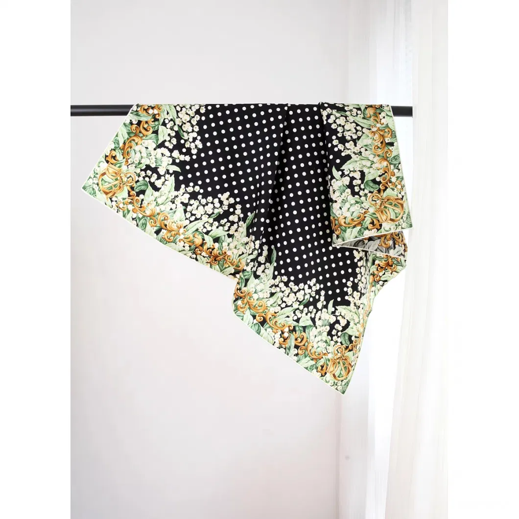 Custom Silk Twill Vintage Polka Digital Print Scarf