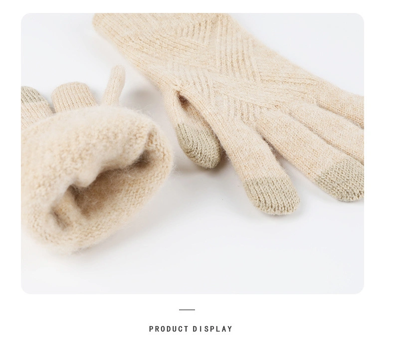 Winter New Grey Women Wool Kint Hat Scarf Snd Gloves Three Sets