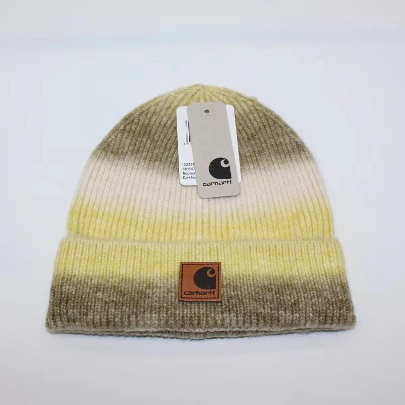 2023 New Autumn Gradient Knitted Striped Fashion Beanie Hat Popular