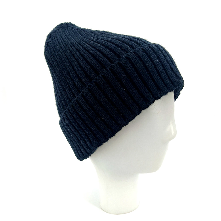100% Acrylic Custom Logo Ski Warm Knitted Winter Ribbed Beanie Hat