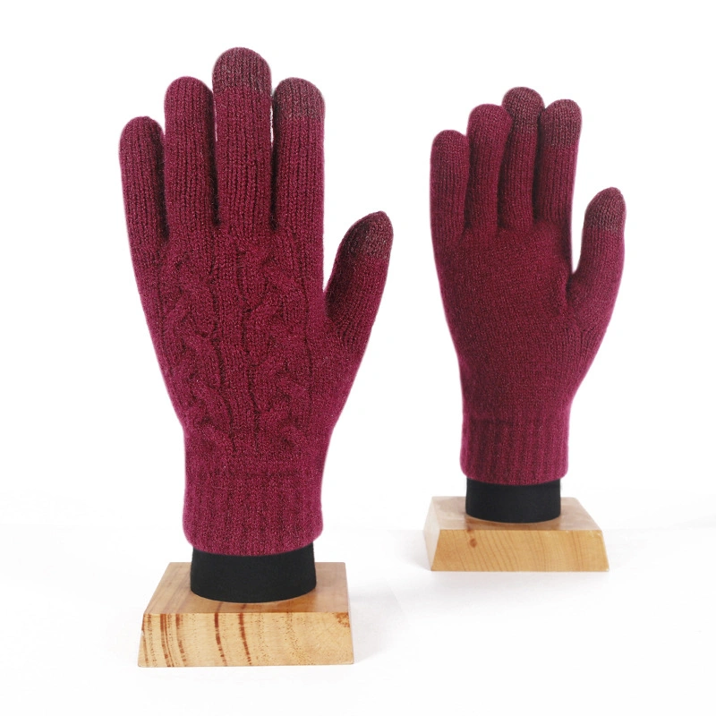 Women&prime; S Winter Warm Touch Screen Gloves Cable Knit Thermal Soft Fleece Gloves for Women