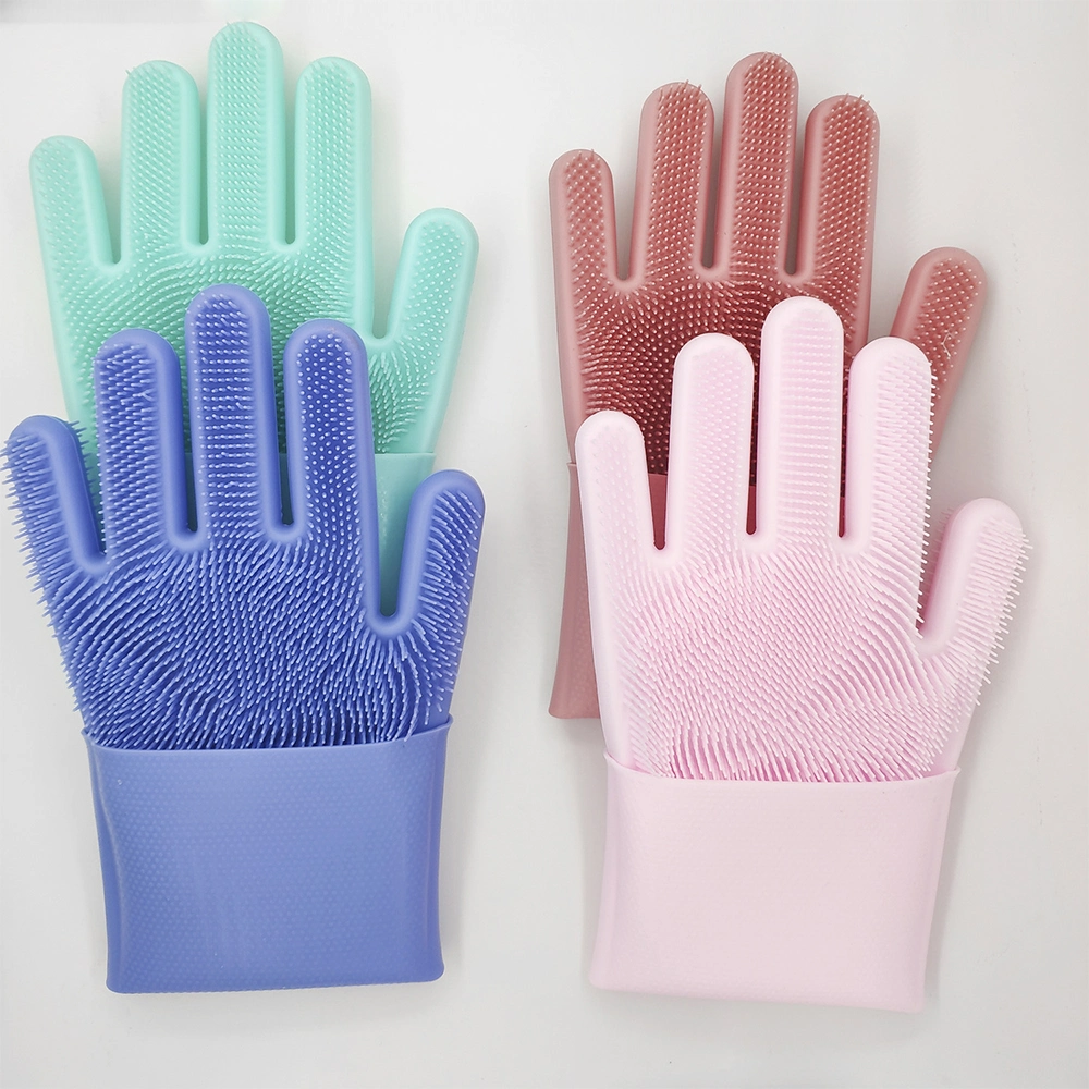 Clean Easy Magic Silicone Gloves with Scrubber Dishwashing Gloves - Can Be Used for Kitchen, Bathroom Cleaning Car Washing