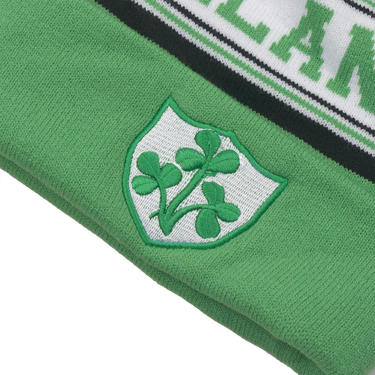 St. Patrick&prime;s Day St Fashion Embroidery Jacquard Logo Acrylic Knit Beanie Hat Cap