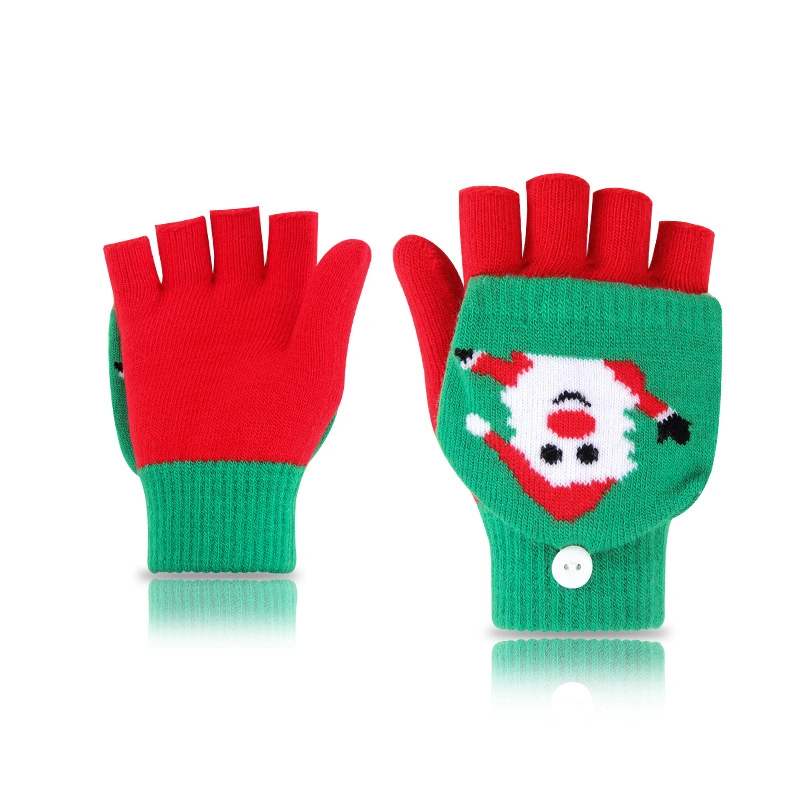 Christmas Snowflake Knitted Touch Screen Gloves Female Winter Cute Five Finger Gloves Riding Warm Christmas Woolen Gloves