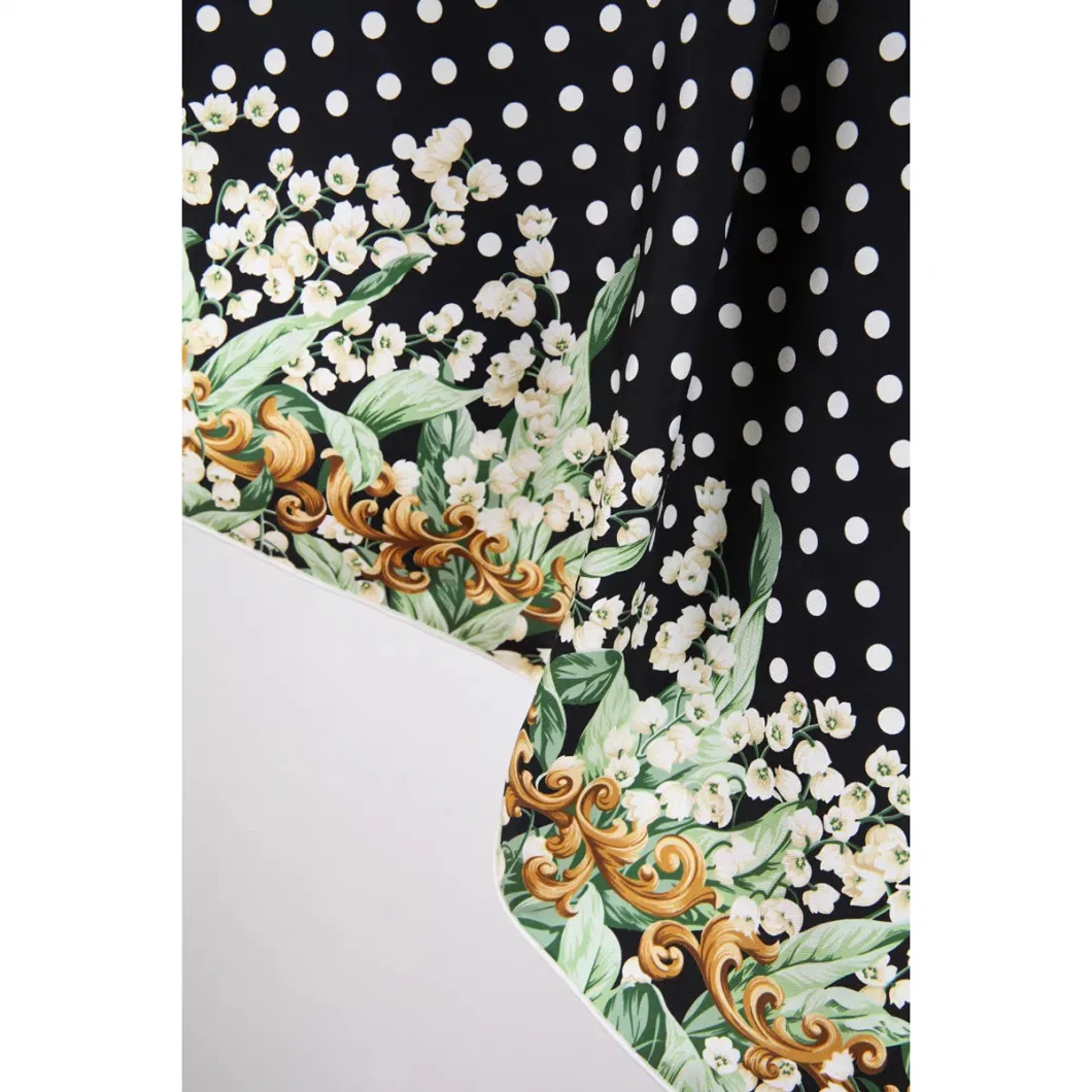 Custom Silk Twill Vintage Polka Digital Print Scarf