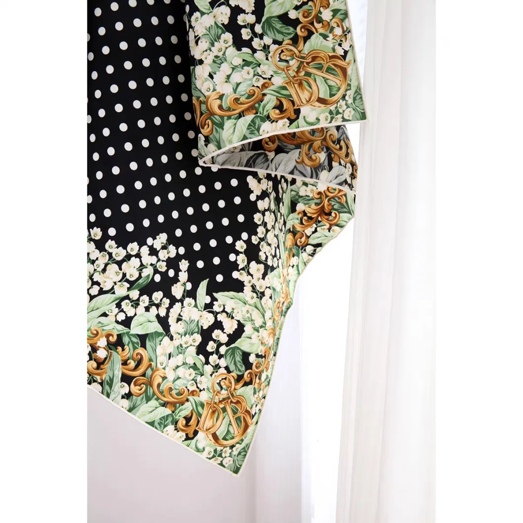 Custom Silk Twill Vintage Polka Digital Print Scarf