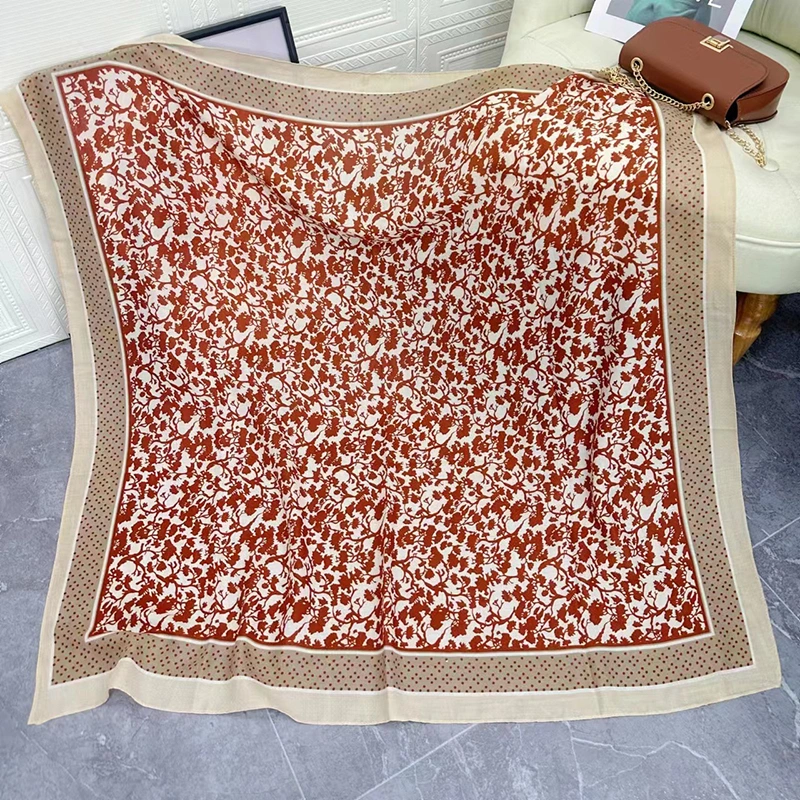 New Arrival Custom Designer Luxury Cotton Linen Scarf 110*110cm