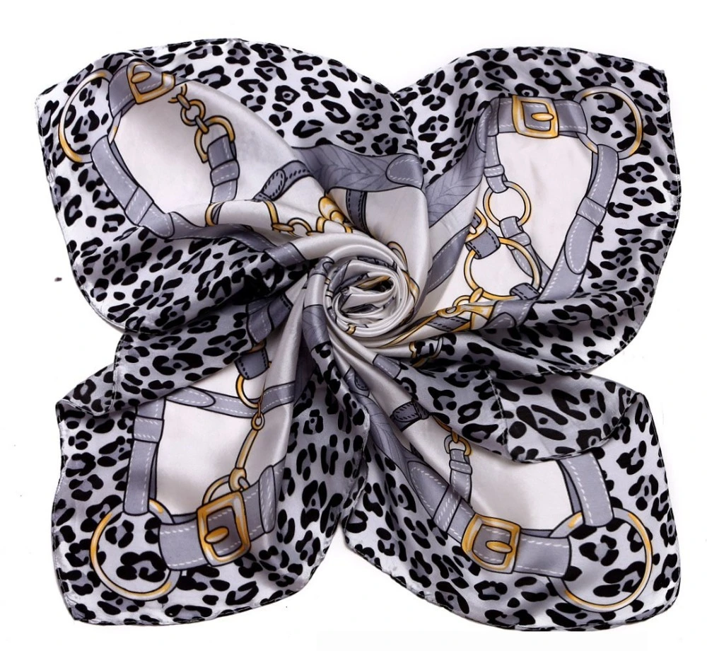 Custom Luxury Leopard Print Pure Silk Scarf