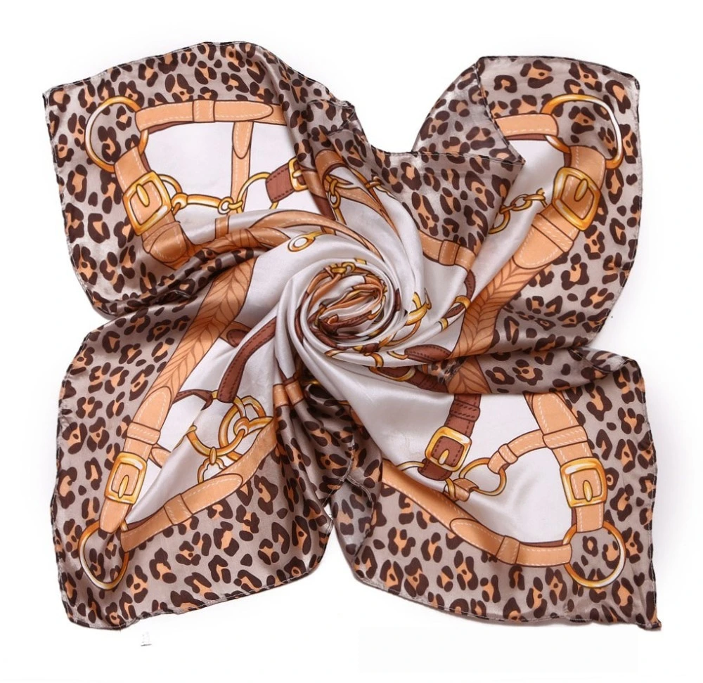 Custom Luxury Leopard Print Pure Silk Scarf