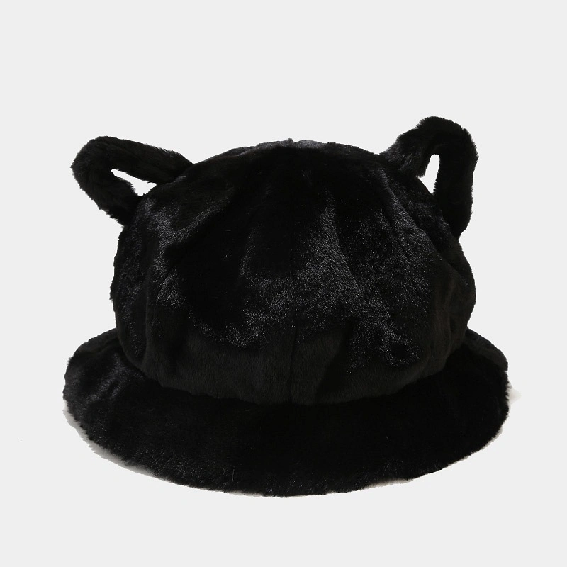 Winter Cute Cat Ear Fisher Hat Warm Fleece Plush Bucket Hats