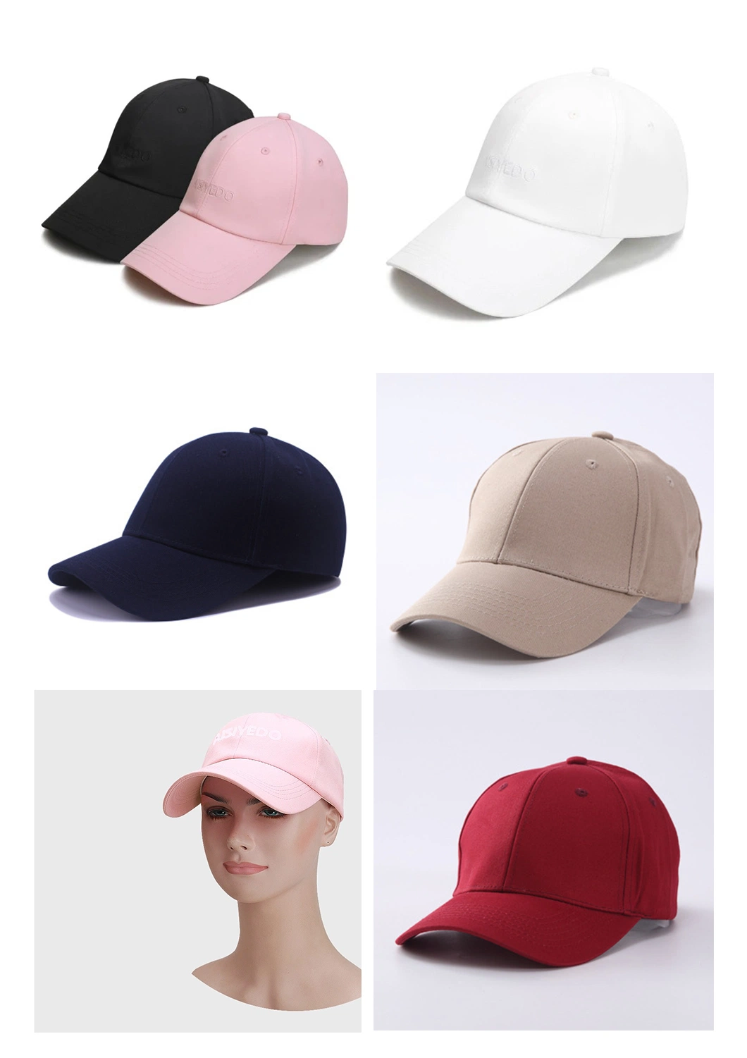 Wholesale Unisex Adjustable Cotton Customized 5 Panel Fitted Plain Baseball Cap Hats with Custom Embroidery Logo (my20220302-12)