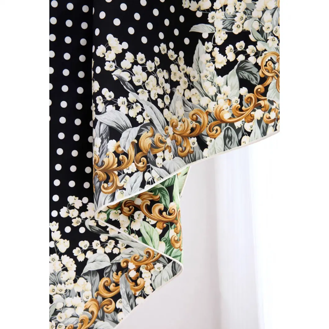 Custom Silk Twill Vintage Polka Digital Print Scarf