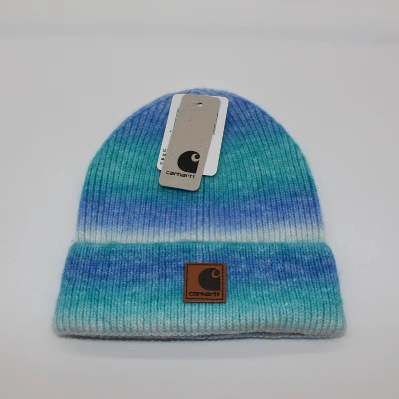 2023 New Autumn Gradient Knitted Striped Fashion Beanie Hat Popular