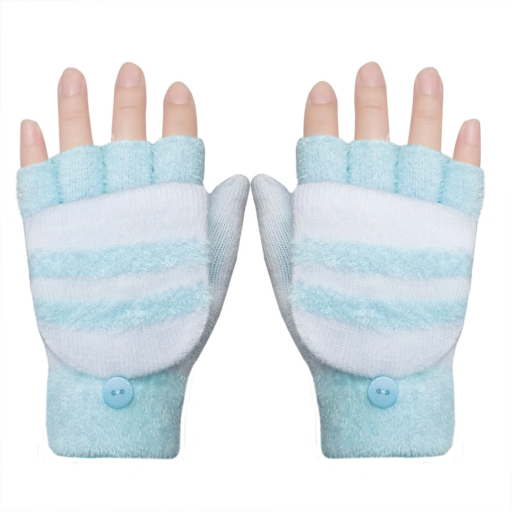 Kids Animal Jacquard Magic Acrylic Knit Winter Warm Fingerless Gloves