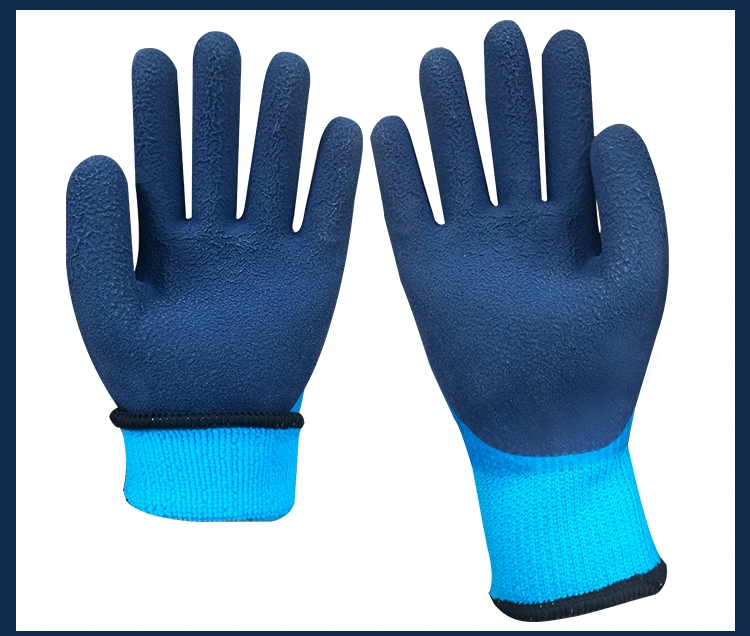 Hot Style Double Latex Waterproof Safety Work Gloves with Wool Rings for Winter Warmth