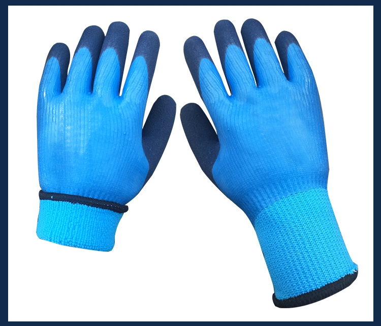 Hot Style Double Latex Waterproof Safety Work Gloves with Wool Rings for Winter Warmth