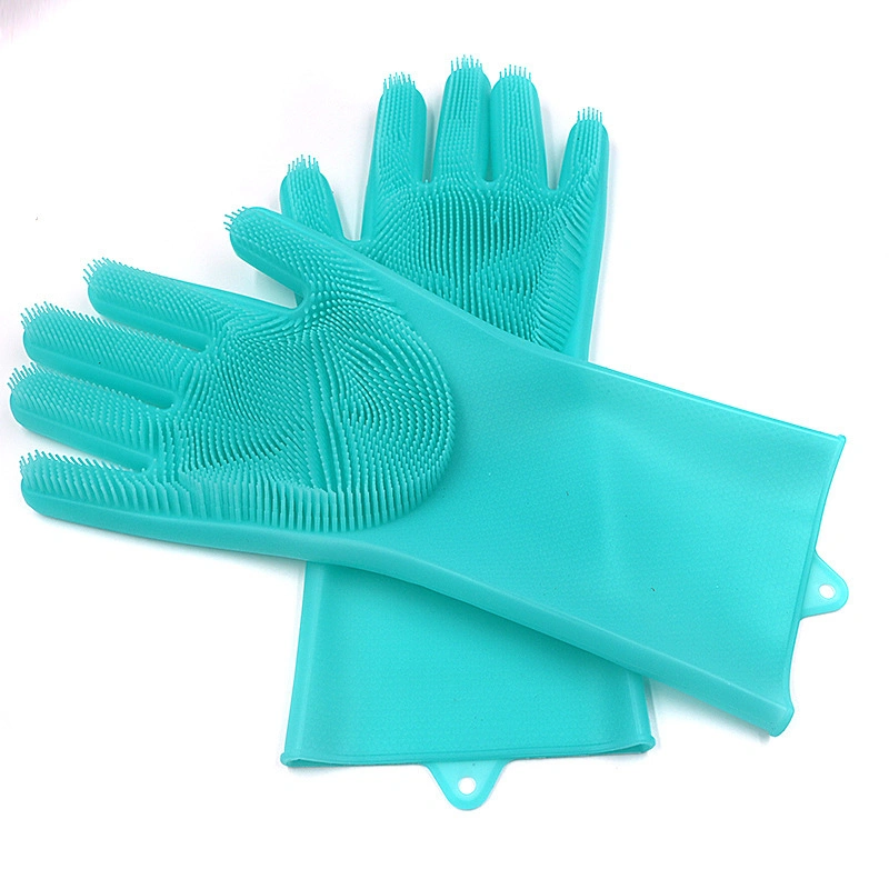 Custom Made 100% Food Grade BPA Free Silicone Rubber Heat Resistant Brush Magic Scrubber Washing Cleaning Dishwashing Gloves