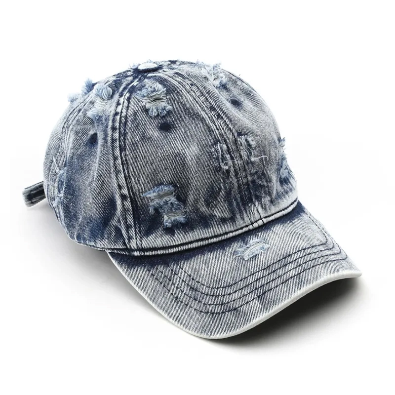 Personalized Custom Jean Hats Washed Distressed 100% Cotton 6 Panel Embroidered Bill Old Cowboy Baseball Cap