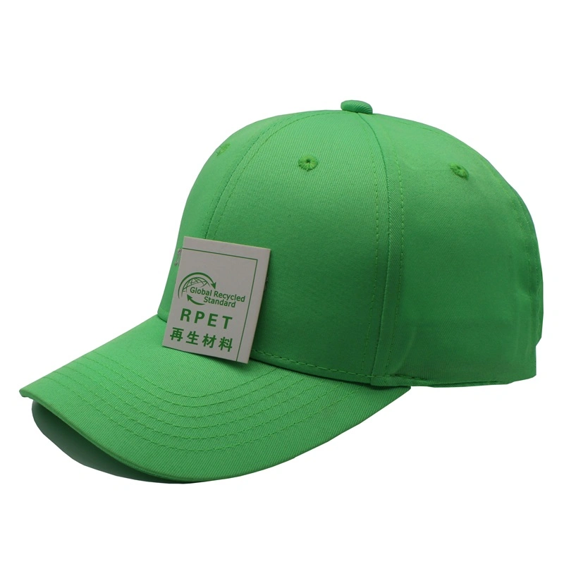 Recycled Polyester Material Plain Baseball Sports Cap Custom Logo RPET Fabric 6 Panel Recycle Baseball Hats