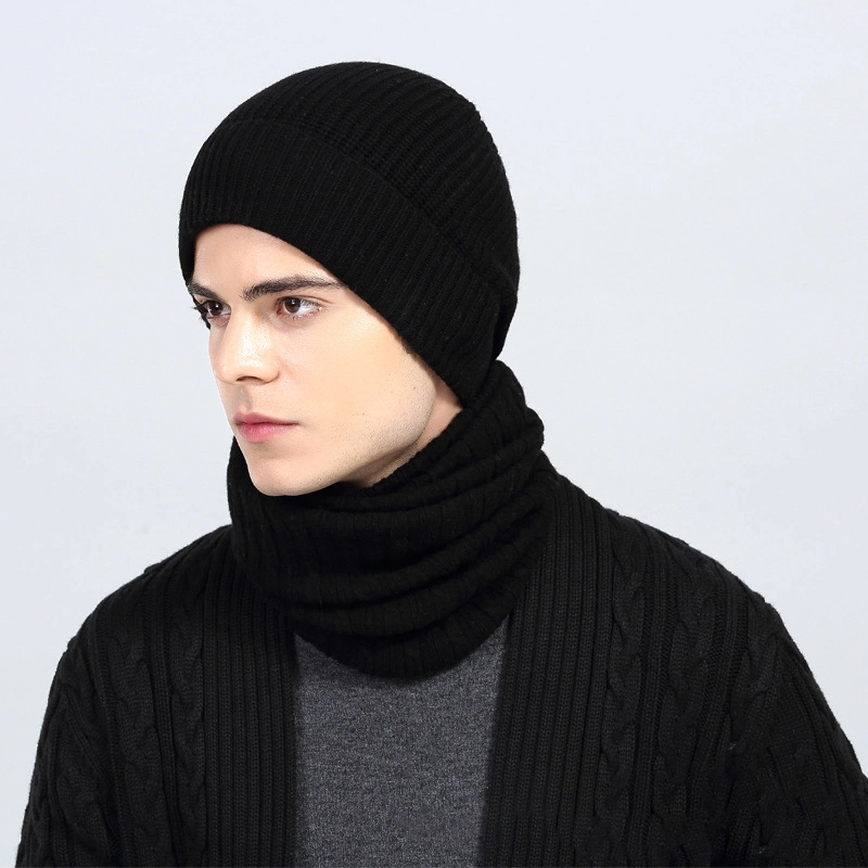 Winter Fashion Man 100% Merino Wool Beanie Hat and Infinity Scarf