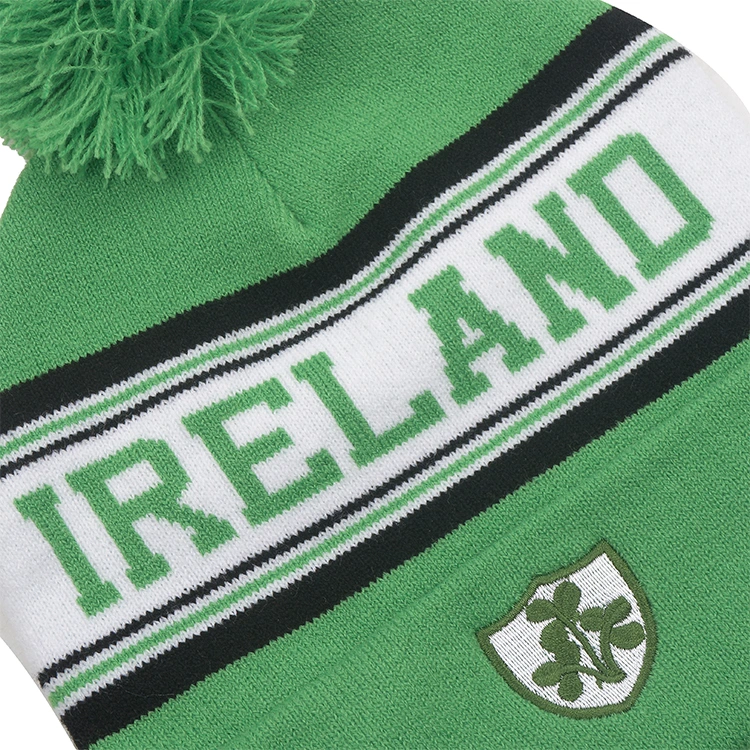 St. Patrick&prime;s Day St Fashion Embroidery Jacquard Logo Acrylic Knit Beanie Hat Cap