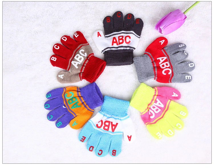 Kids Children Baby Kindergarten Alphabets a B C ABC Knit Magic Gloves Winter Warm