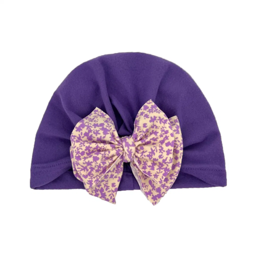 Autumn and Winter Embroidery Butterfly Knot Children&prime;s Warm Hats Baby Baotou Hats Baby Hat Wrap Band Flower Hair Head Scarf