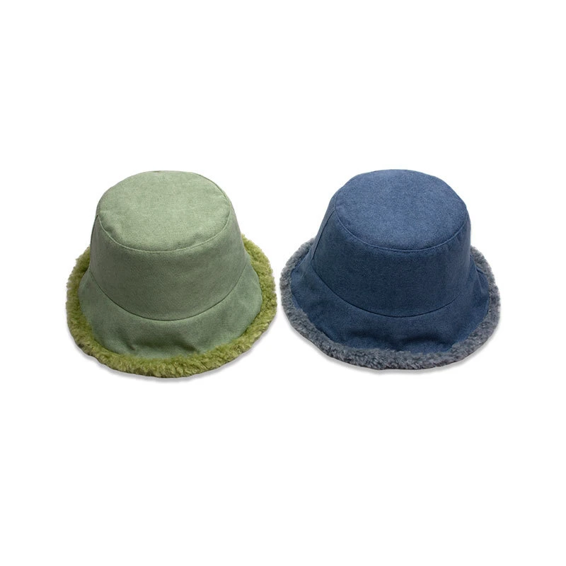 Unisex Warm Winter Polyester Sherpa Customzied Logo Reversible Bucket Hat