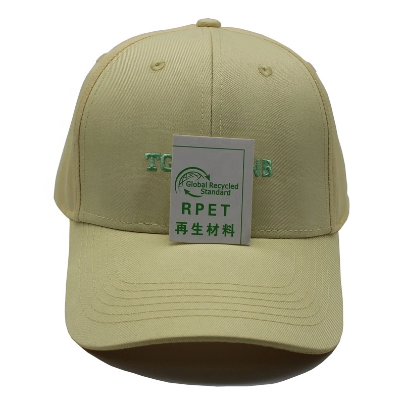 Recycled Polyester Material Plain Baseball Sports Cap Custom Logo RPET Fabric 6 Panel Recycle Baseball Hats