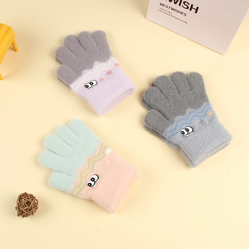 Children&prime;s Autumn Winter Outdoor Anti-Freezing Students Cute Cartoon Jacquard Baby Warm Gloves