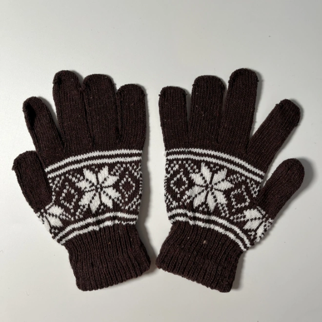 Cheap Christmas Snowflake Winter Magic Gloves Knitted Thermal Cold-Proof Jacquard Recycled Yarn