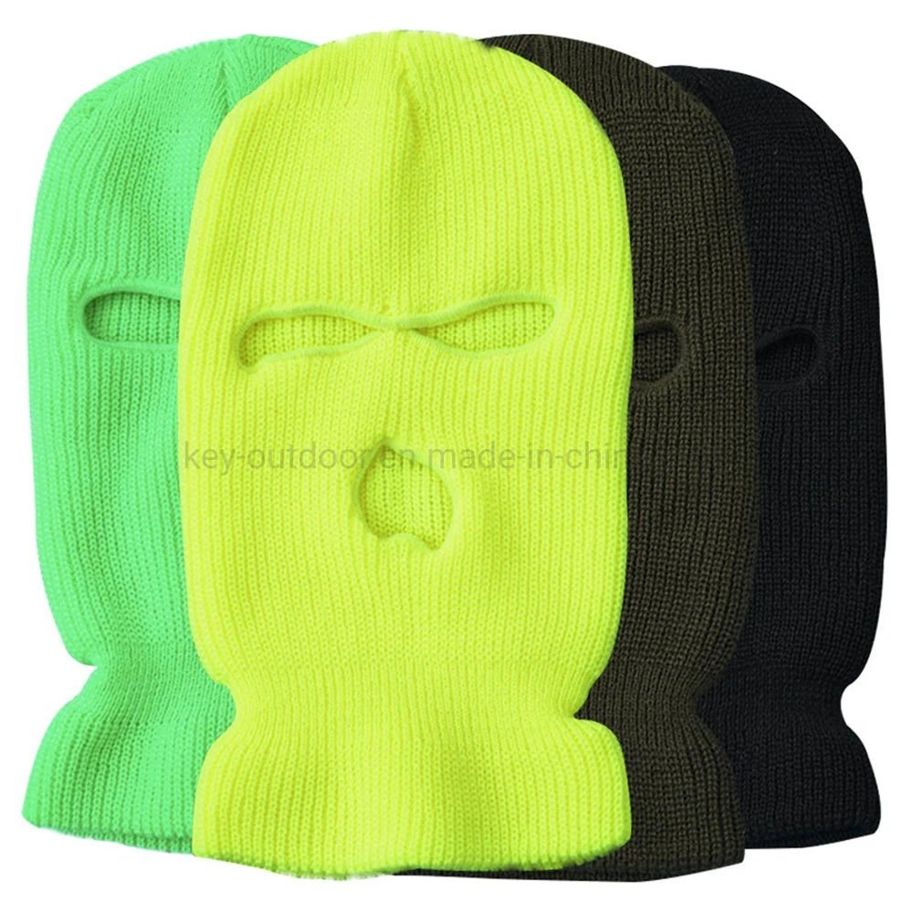 High Quality Candy Color Three Hole Knitted Wool Hats Riding Mask Pirate Hats Warm Pullover Hats Head Face Cover Balaclava
