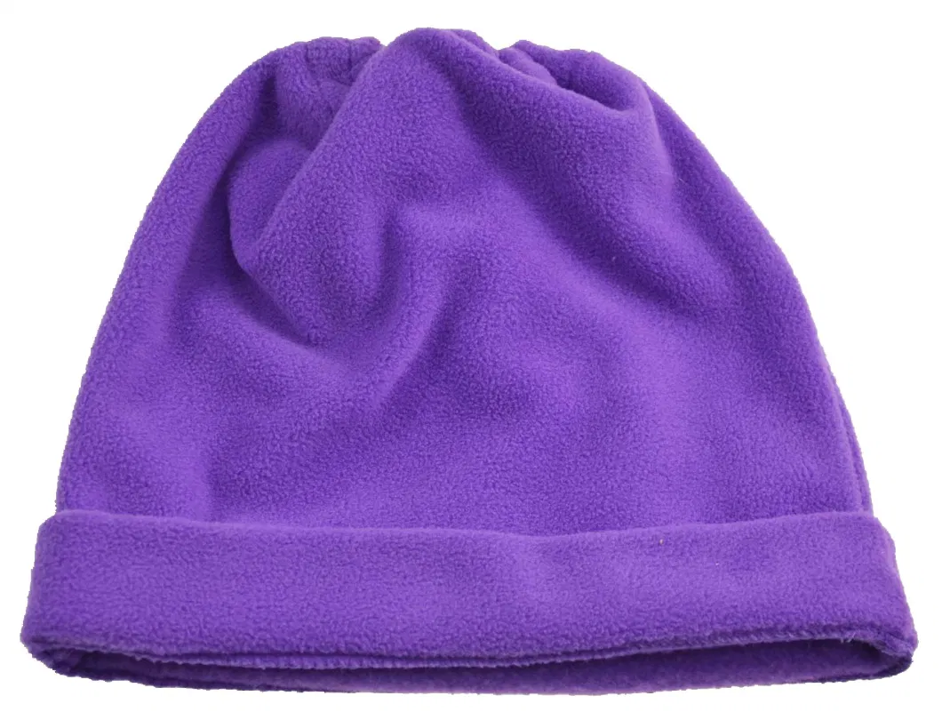 BSCI Two-in-One Purple Polar Fleece Winter Neck Scarf Beanie Hat