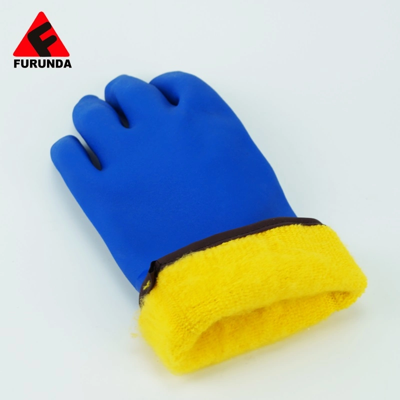 Blue PVC Winter Use Chemical Resistance Fishing Work Glove