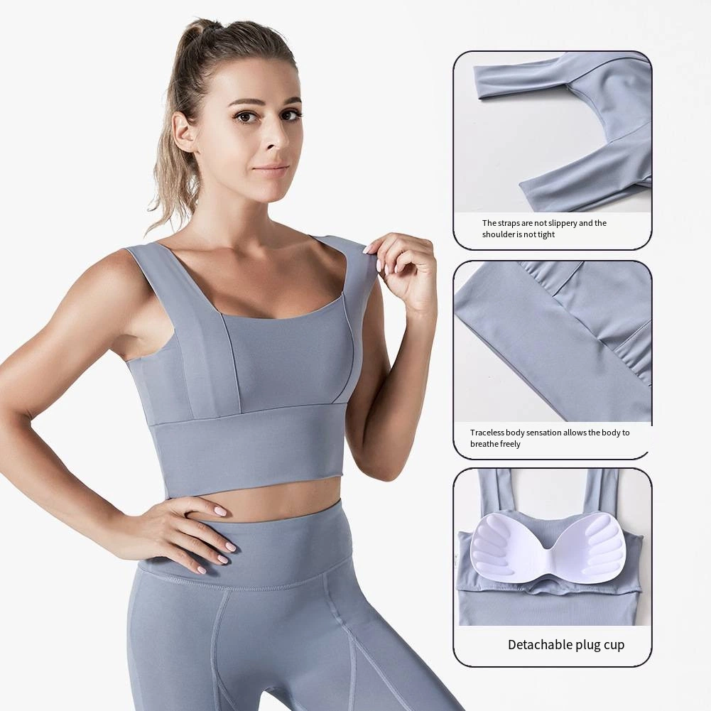 Young Lady Girl Fashion Wholesale Custom High Quality Breathable Soft Fitness Running Track Sports Yoga Wear Tank Tops with Bra