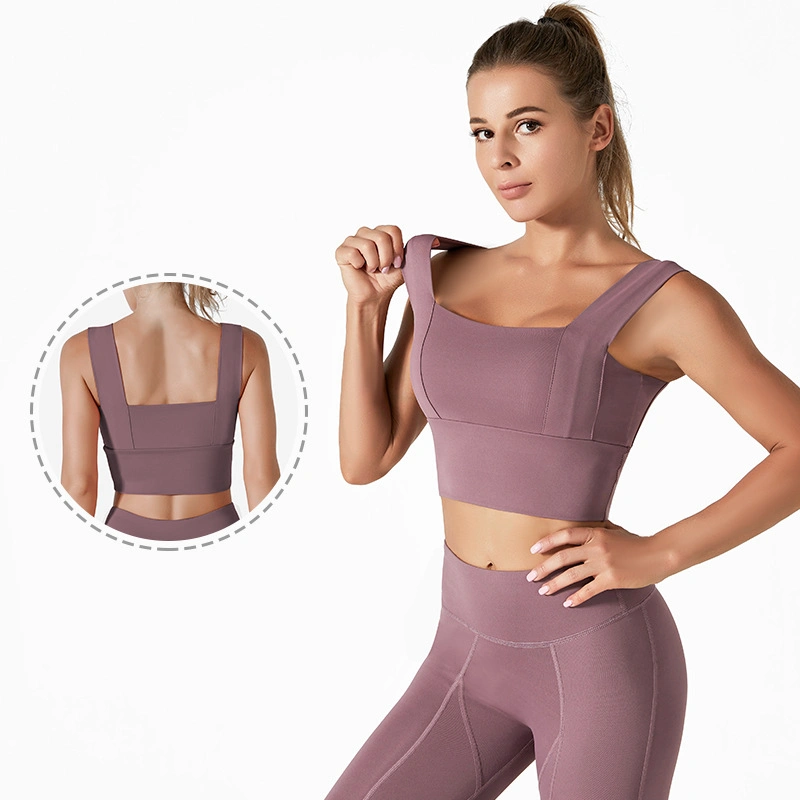 Young Lady Girl Fashion Wholesale Custom High Quality Breathable Soft Fitness Running Track Sports Yoga Wear Tank Tops with Bra