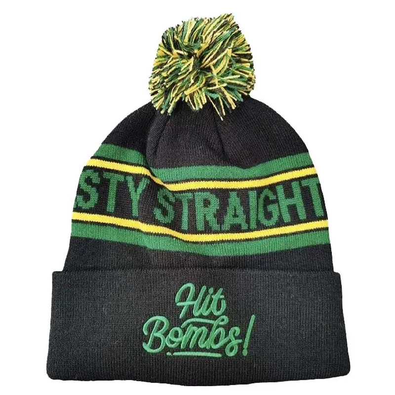 Custom Beanies Manufacturers Winter Beanie 3D Embroidery Bobble Hats