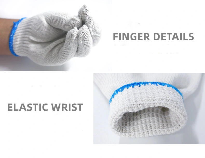 China Wholesale White 7/10gauge Cotton Knitted Glove Hand Guantes Safety Work Gloves