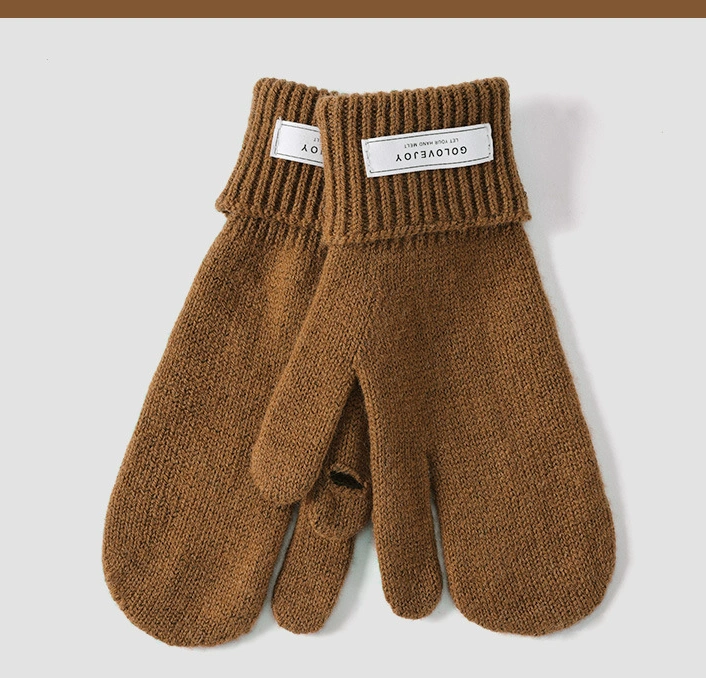Winter Wool Female Cute Fingerless Touch Screen Plus Velvet Warm Knitted Gloves