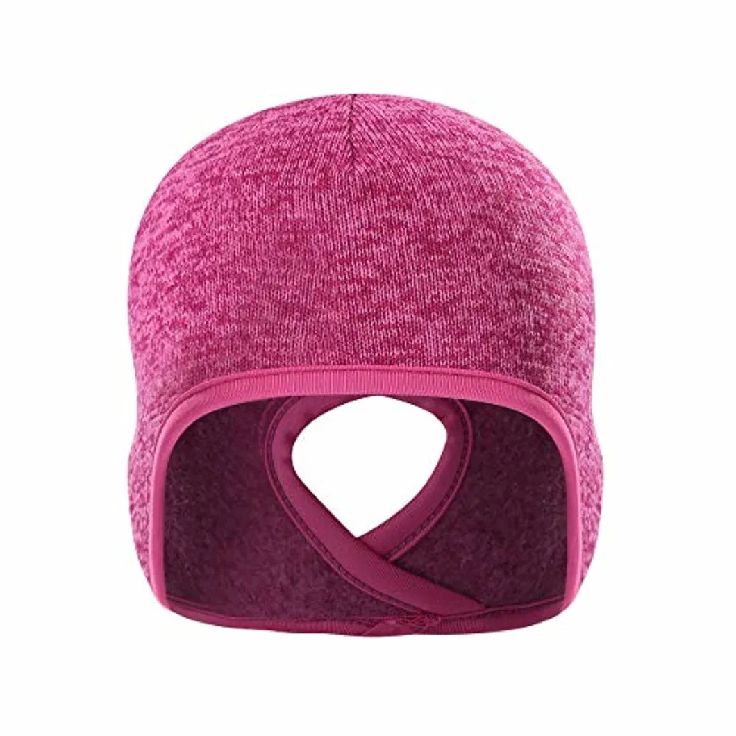 Winter Warm Promotional Running Fleece Lined Skull Beanie Adjustable Hat with Ponytail Hole