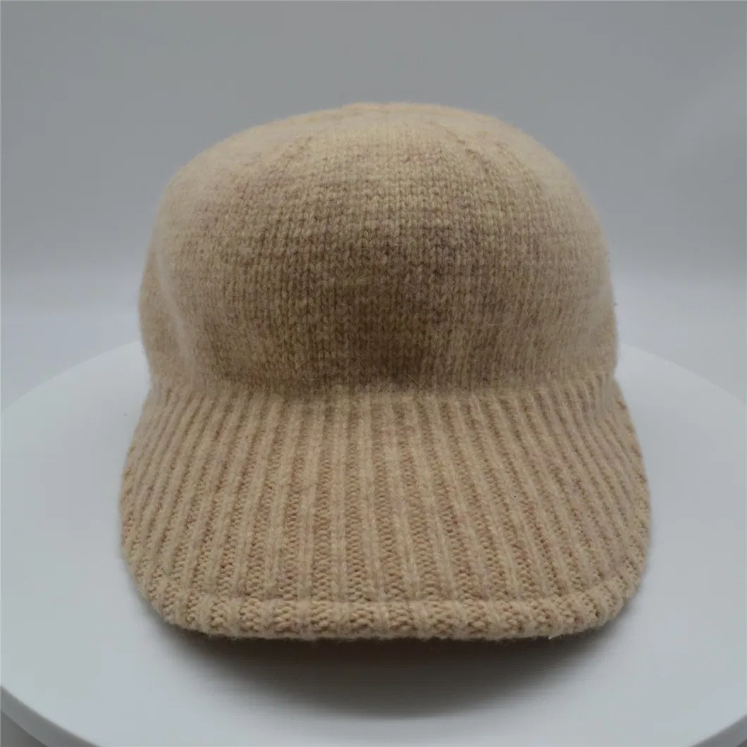 Custom Women Autumn Winter Simple Knitted Versatile Solid Color Sports Baseball Cap Blended Hat