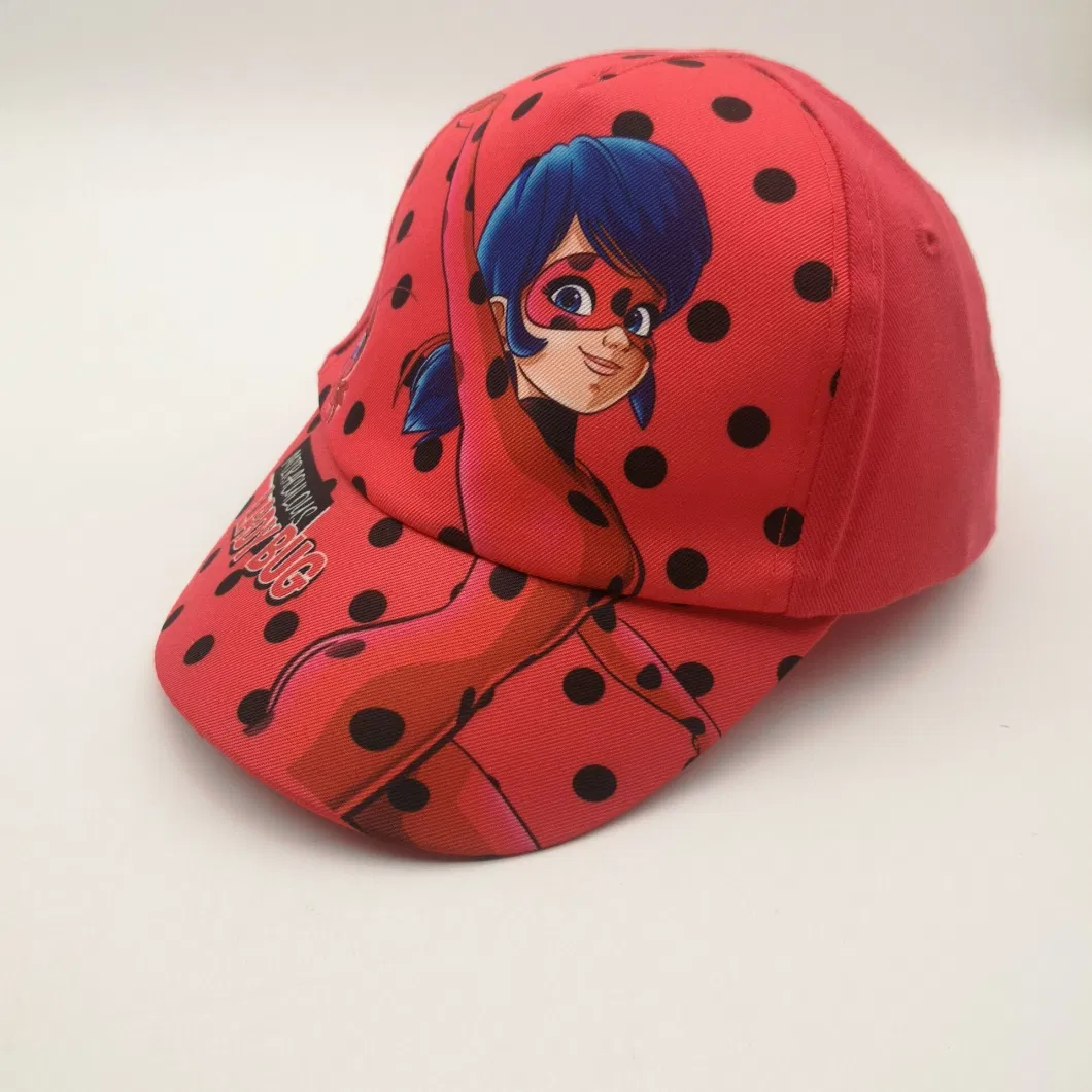 Girls Hat Red Cartoon Print Cute Outdoor Baseball Cap Plus 100% Polyester